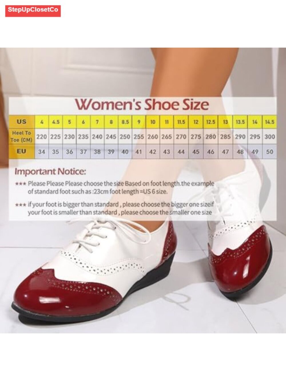 Women's PU Leather Wingtip Oxfords Perforated Lace-Up Brogue Dress Shoes - Picture 5 of 6